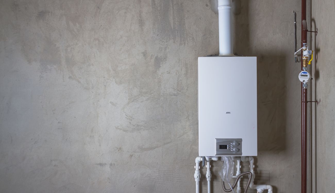 combi boiler installed and mounted on a wall
