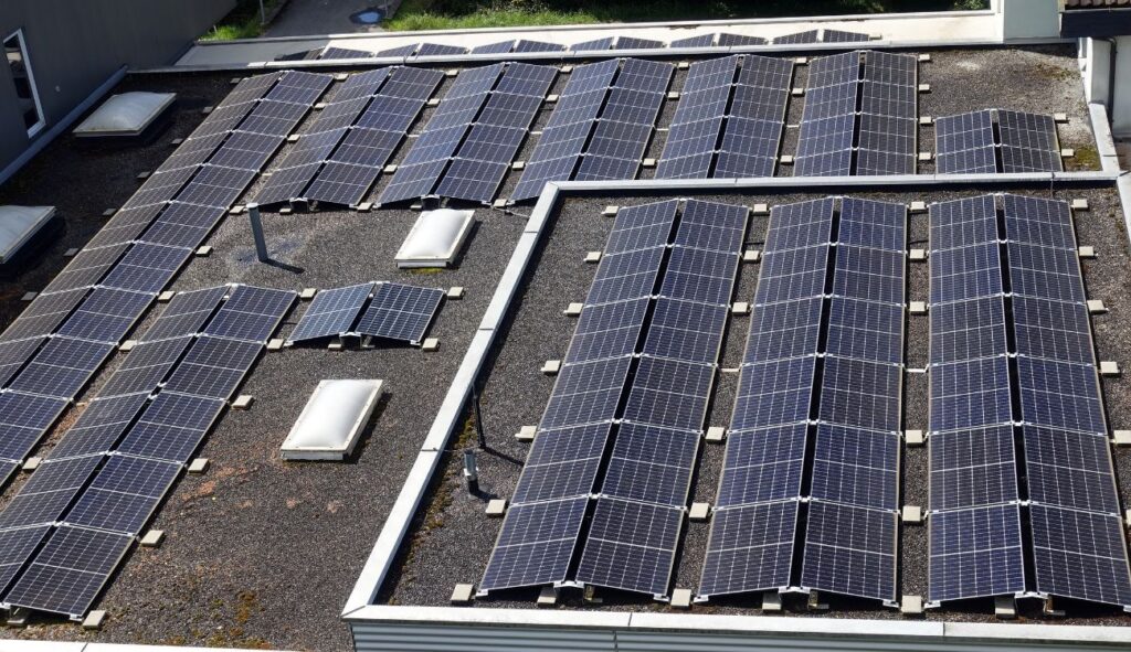 solar panels installed on a commercial property roof